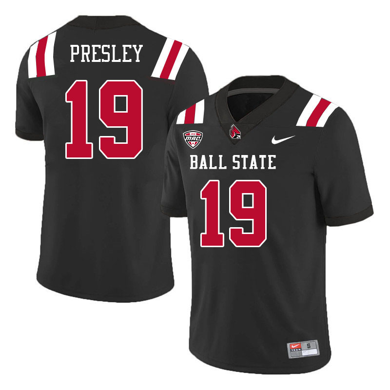 Ball State Cardinals #19 Nick Presley College Football Jerseys Stitched Sale-Black